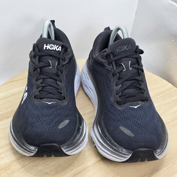 Woman’s Size 7.5 B - Hoka One One Bondi 8 Running Shoes Black White Sneakers - Picture 4 of 9
